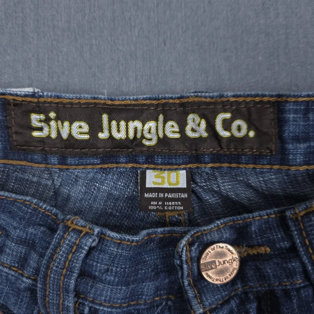 Vintage 5ive Jungle Jeans Mens 30 (Fits 29x28) Blue Wide Leg Baggy Denim Y2K